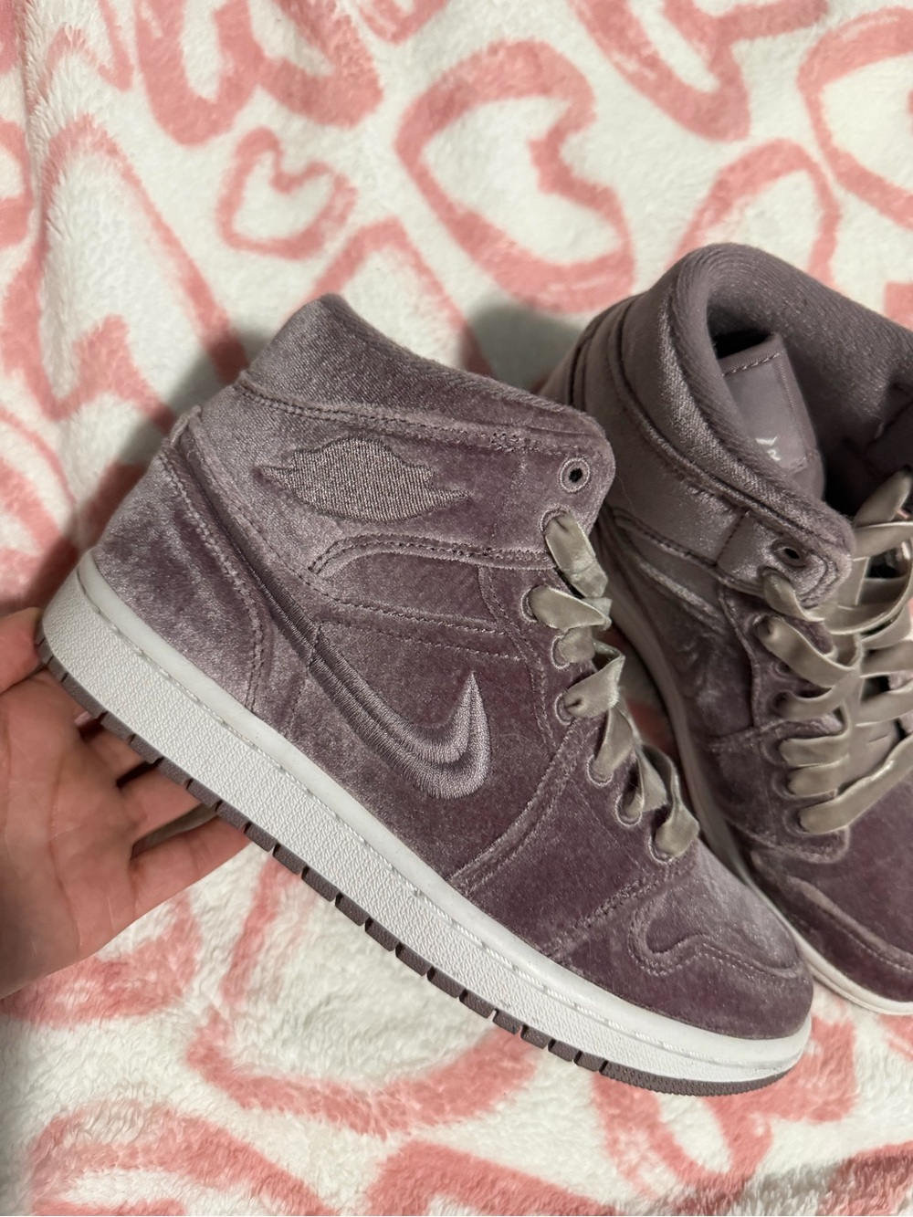 Nike Women's Velvet High-Top Sneakers in Mauve